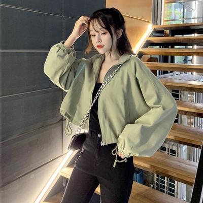 Korean Style Student Versatile Coat for Women In Autumn New Loose Short Casual Drawstring Cardigan Top