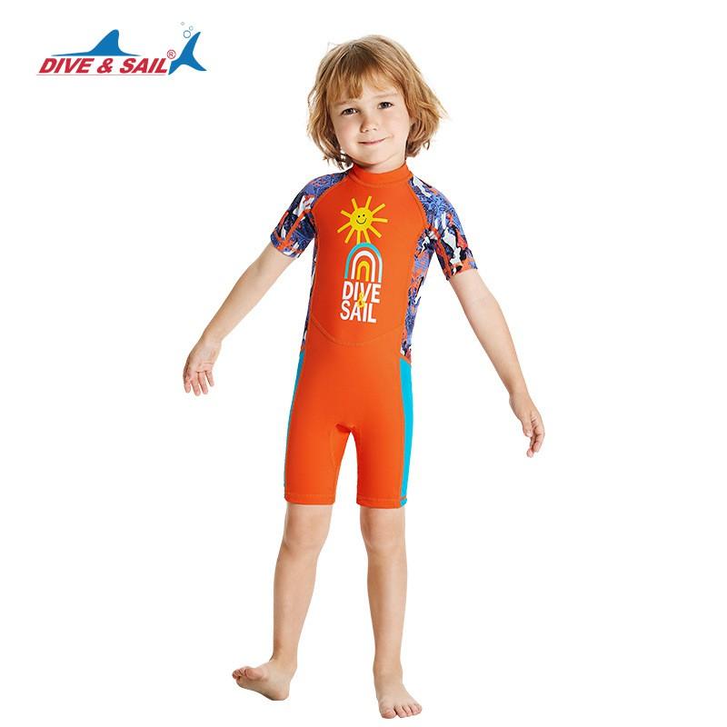Kinderbadeanzug Jungen 'Einteiler Kurzarm Shorts Sonnenschutz Schnelltrocknend Mittel Alt Schwimmtraining Heiße Kleidung