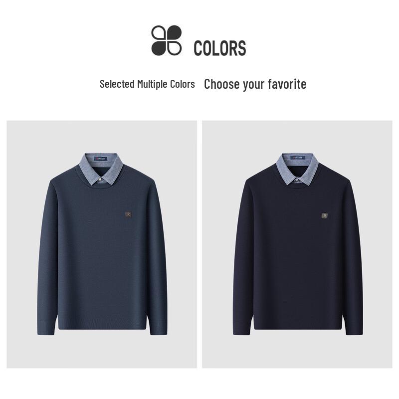 MONTAGUT Men's Faux Two-Piece Knit Sweater