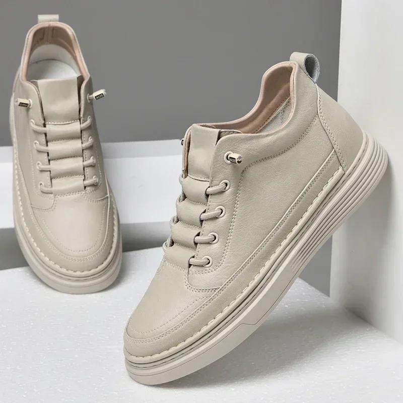Scarpe Rialzate in Vera Pelle per Uomo Scarpe Elevator Aumento di Altezza Calzature Sneakers Casual di Lusso da Uomo Scarpe da Skate