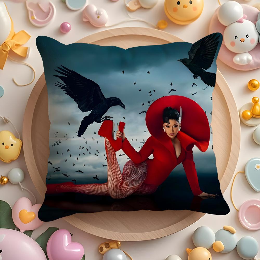 C-Cardi B-B Singer Cushion Cover Home & Car Multi-Scene Pillow Cover - Reversible, Soft & Durable for Daily Use