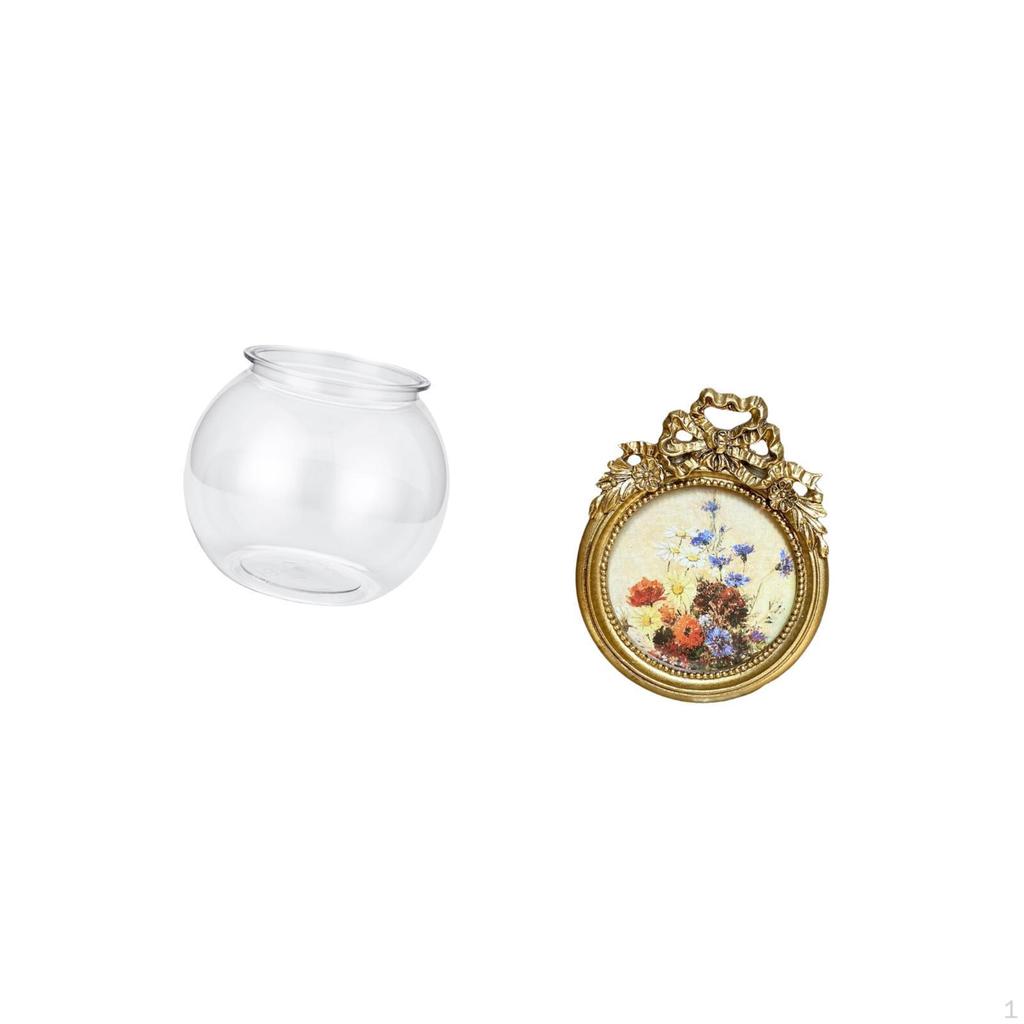 Antique Vintage Round Ornate European Desktop Display Frame for Transparent Small Tank