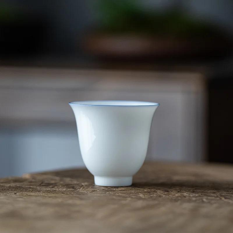 Thin Tire Kung Fu Tea Cup Ceramic Whiteware Single Cup Ceramic Teacup Master Cup Tea Set Small Tea Bowl Ceramic Teacups