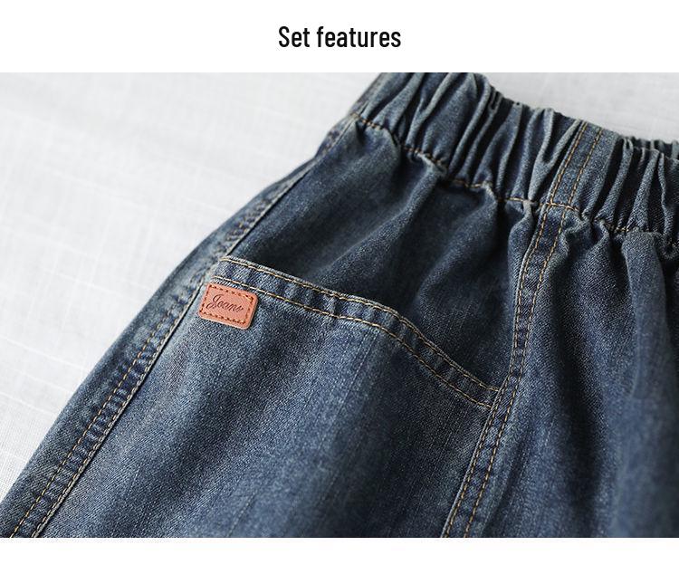 Women's Summer Korean Denim Shorts with Big Pockets - Loose, Slimming, Age-Reducing, Versatile, Wide-Leg, Plus-Size, Elastic Waist