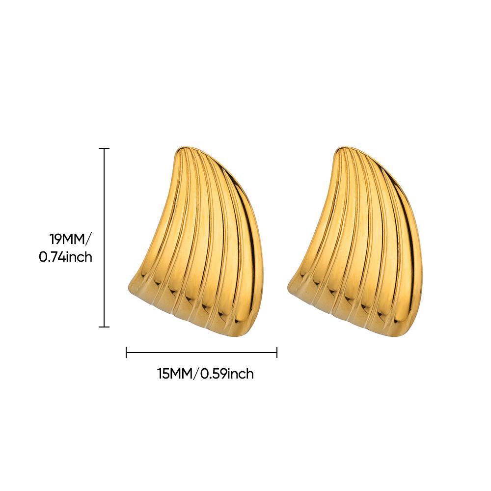 Stainless Steel Chunky Stripe Stud Earrings for Women Gold Color Wedding Aesthetic Irregular Earring Jewelry Accessories