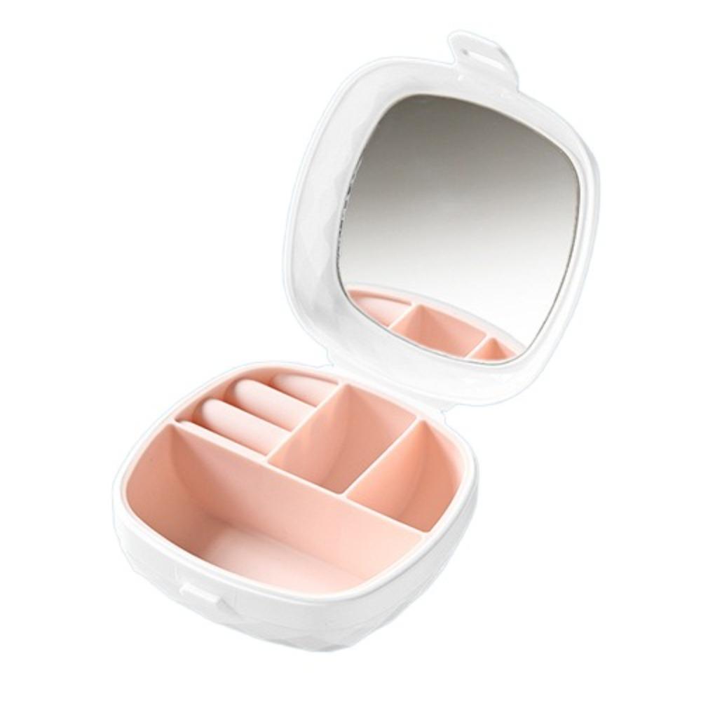 Solid Color Jewelry Box Portable Earring Organizer Makeup Case Necklace Ring Case  For Girls