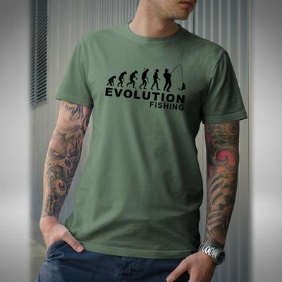 Evoluce rybaření Pánské tričko Vtipné Narozeniny Den otců Říční rybolov