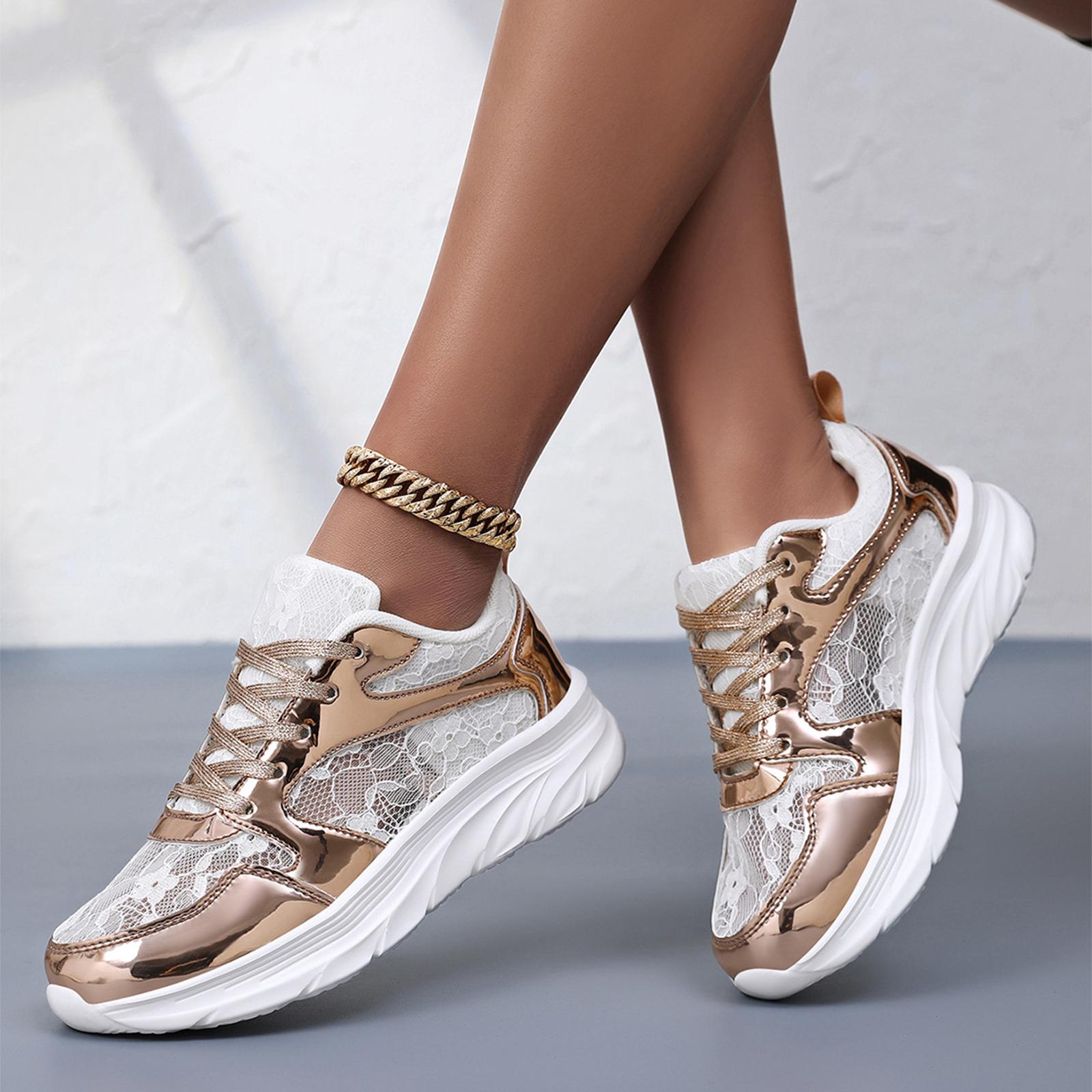 

Large mesh breathable trendy sports outdoor soft soled running casual shoes 36 золотой