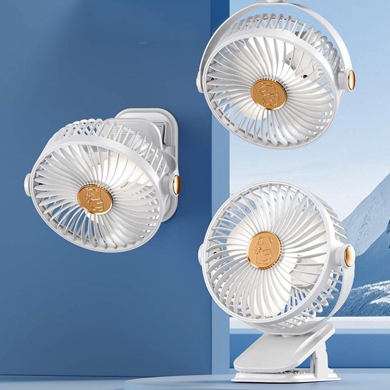 Clip-on Camping Fan 3 Speed Rechargeable Battery Operated Air Circulator Desktop Portable for Tent Office Dorm and Home