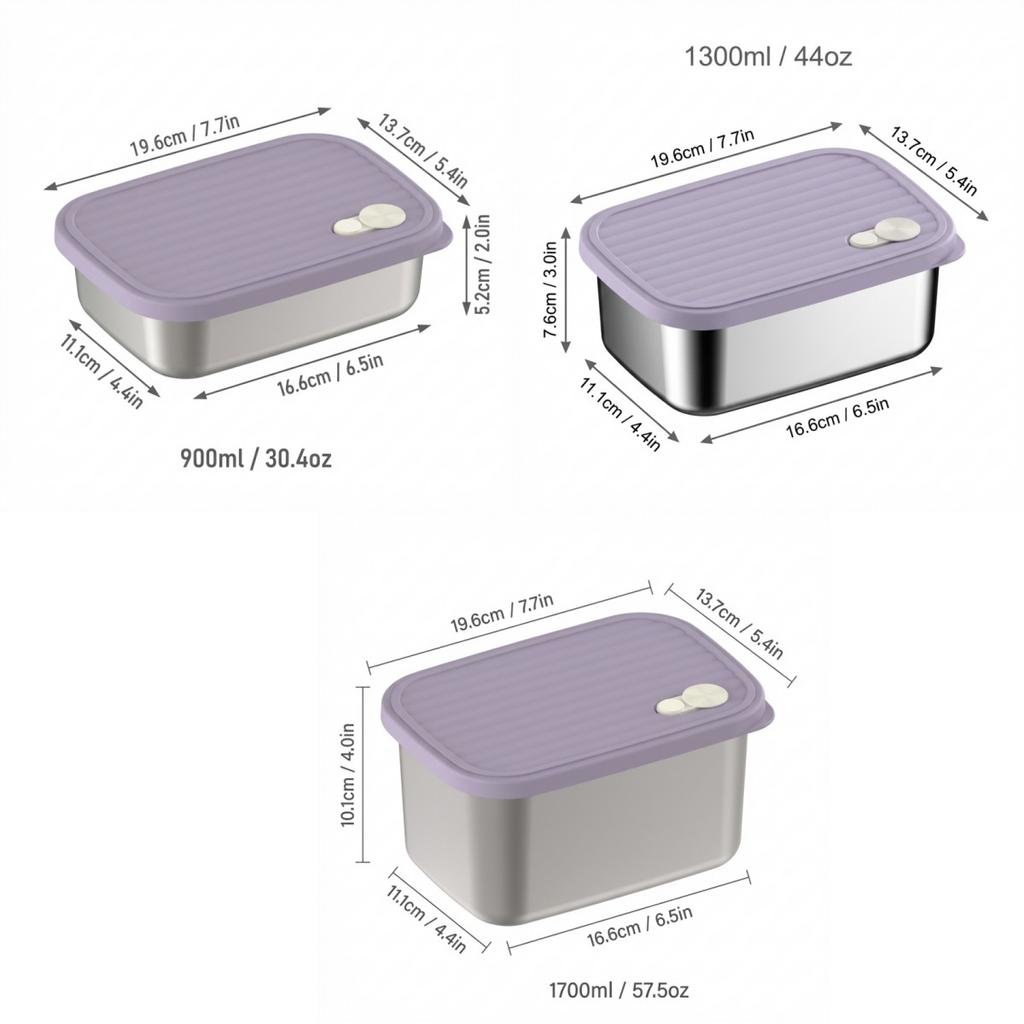 Large Capacity Food Storage Container 304 Stainless Steel Lunch Box Refrigerator Sealed Fruit Vegetable Fresh-keeping Box