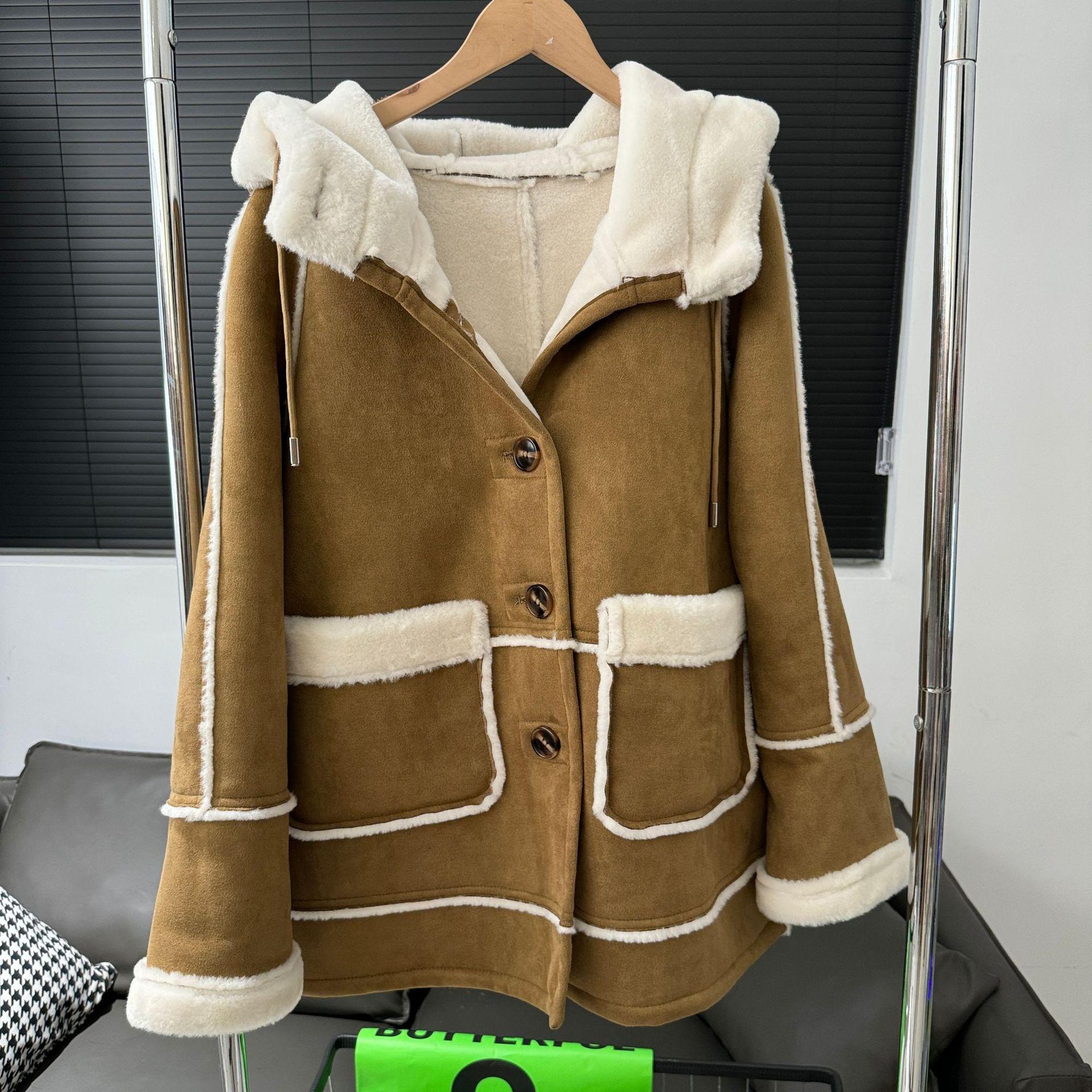 

Пальто из овечьей шерсти, женское, с интегрированным мехом, новое зимнее утолщенное пальто из высококачественной замши One size fits all