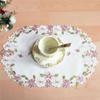 Round Rectangular Lace Satin Fabric Flower Pattern Placemat Doily Cup Pad Coaster