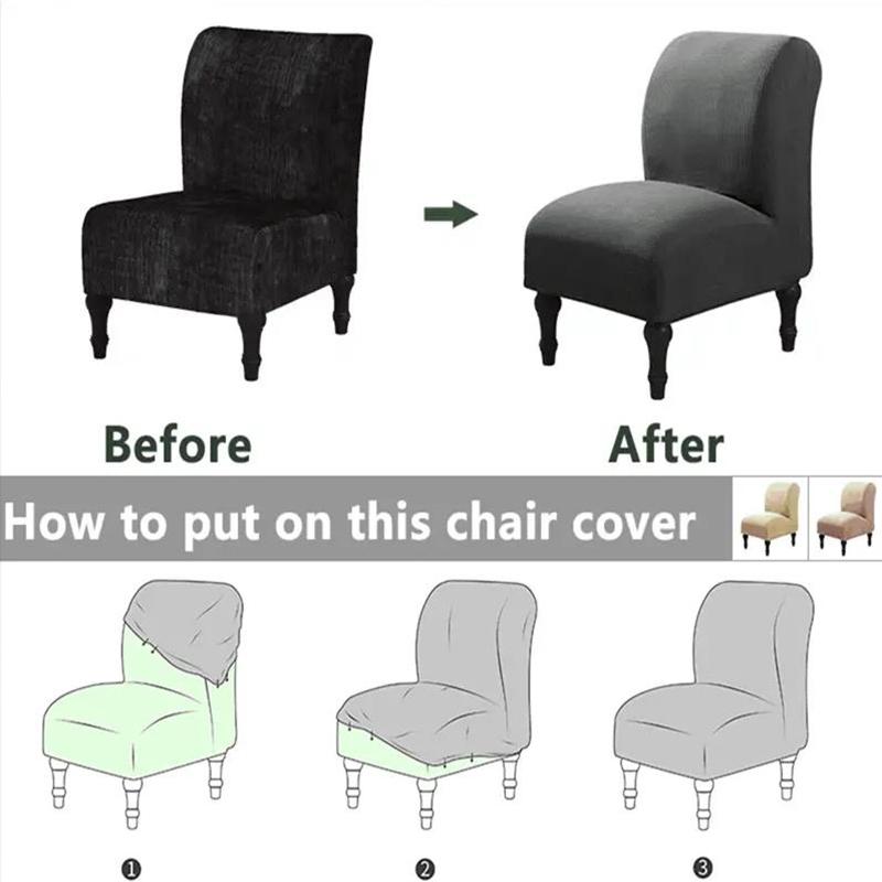 1Pcsastic Armless Chair Cover Solid Color Stretch Chair Slipcover Removable Single Sofa Covers For Bar Living Room