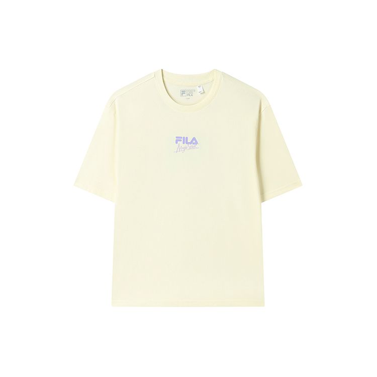 

FILA X Magic Stick Collaboration Fashion Loose Round Neck Short Sleeve T-Shirt Unisex Tops Cheese-White F11U329101F-IV XL