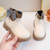 Kids Princess Boots Girls High Top Side Zipper Plaid Tie Bow Autumn Winter Boots Children Soft Bottom Anti-Slip PU Leather Shoes