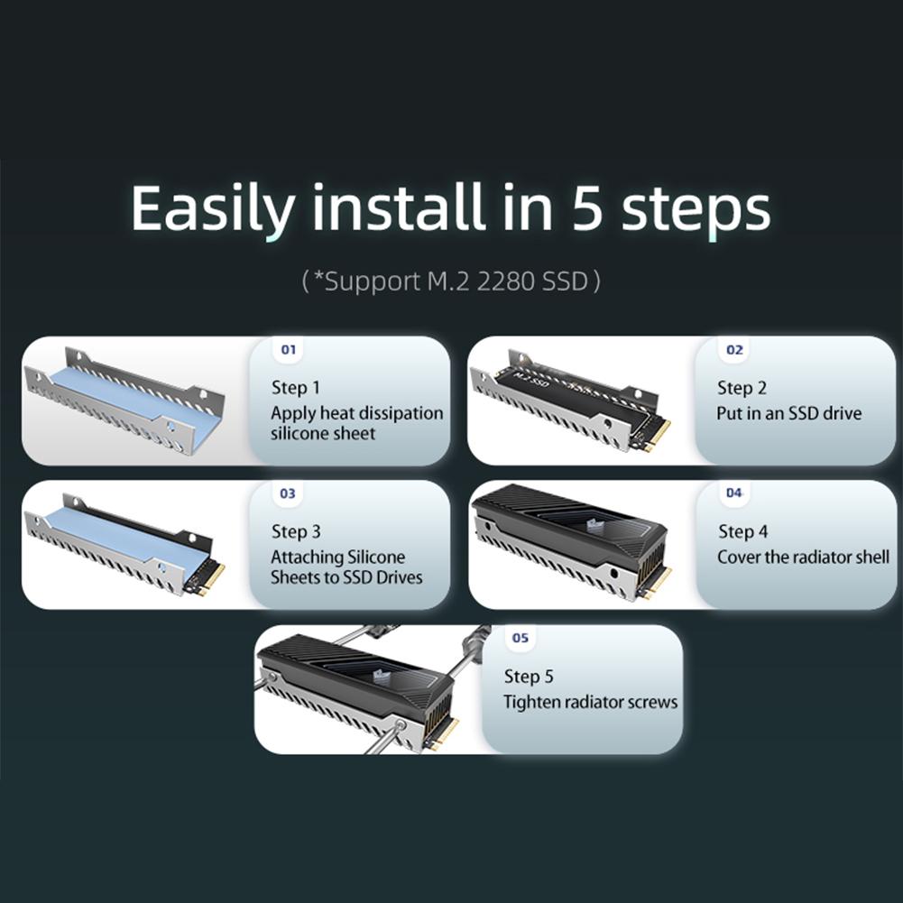 M.2 2280 SSD Heatsink SSD Aluminum Alloy 5V 3 Pin ARGB Radiator Built-in Cooling Fan Hard Drive Heatsink M.2 Radiator Cooler