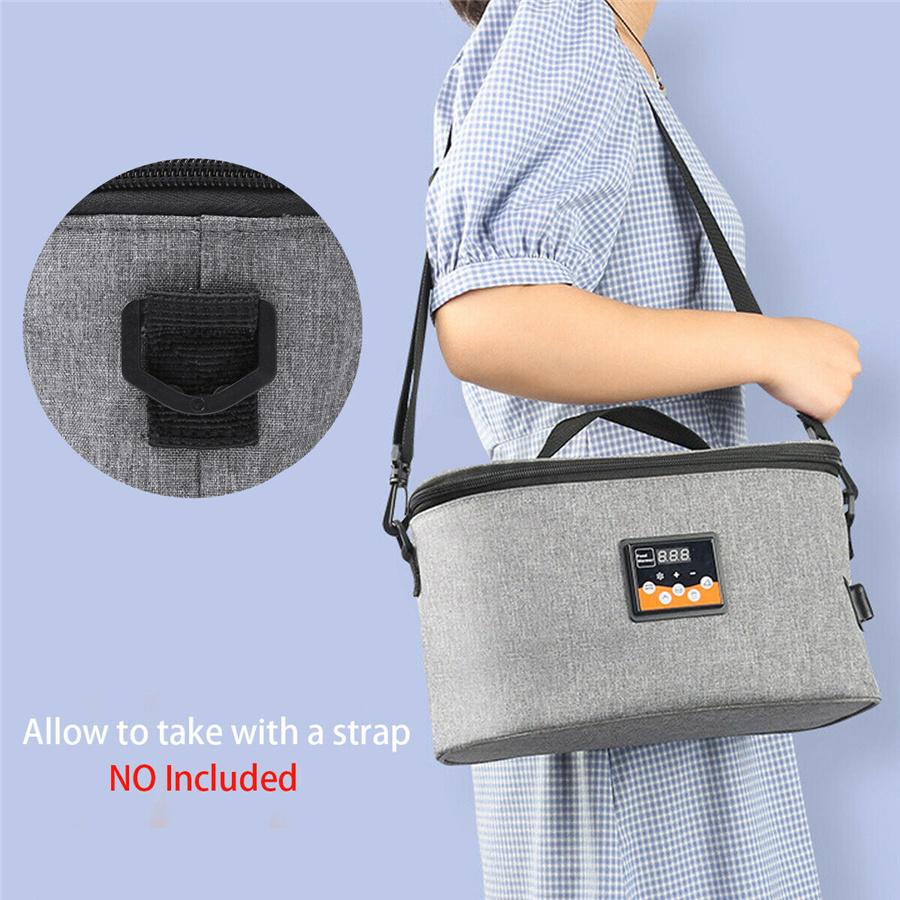 Bærbar 8L 12V Bil Matvarmepose Varmebeholder LCD Digital Skjerm Grå