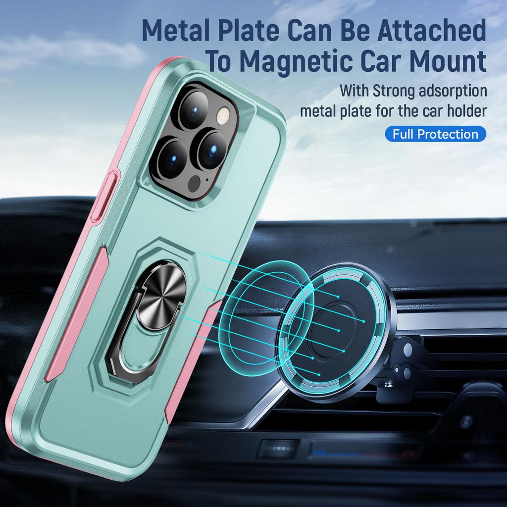 Armor Case For iPhone 16 15 14 13 12 11 Pro Max XS XR 8 7 Plus Heavy Duty Shockproof Anti-Scratch With Ring Holder Phone Cover