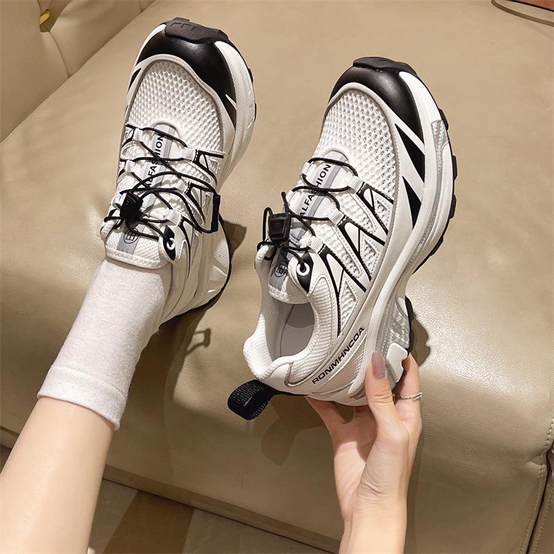 Women's All-match Casual Color Matching Thick Sole Height-enhancing Lightweight Sports Style Drawstring Dad Shoes