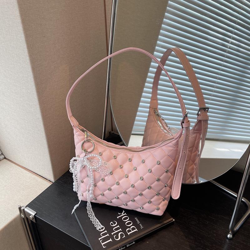 Retro Diamant Kleine Duftkette Schulter Umhängetasche Taschen mit Diamanten, Hochwertige Textur Modische Ausländische Pendler Damen Taschen