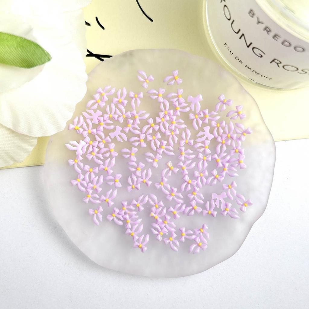 New Luminous Mini Macaron Color Bowknot Nail Art Accessories 3D Resin DIY Nail Tips