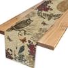 Halloween Gothic Roses Crows Skull Linen Table Runner Party Decor Farmhouse Kitchen Dining Table Runner Halloween Decorations