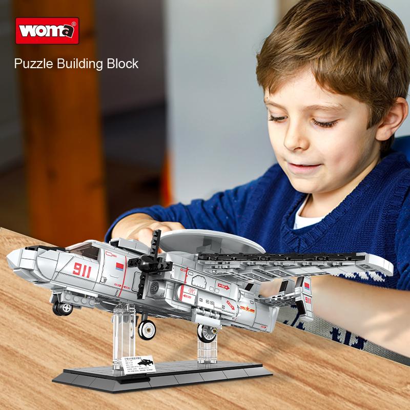 WOMA TOYS C0836 829 buc argintiu jucărie mare cu reacție militară forțelor aeriene avion de transport blocuri de construcție pentru copii