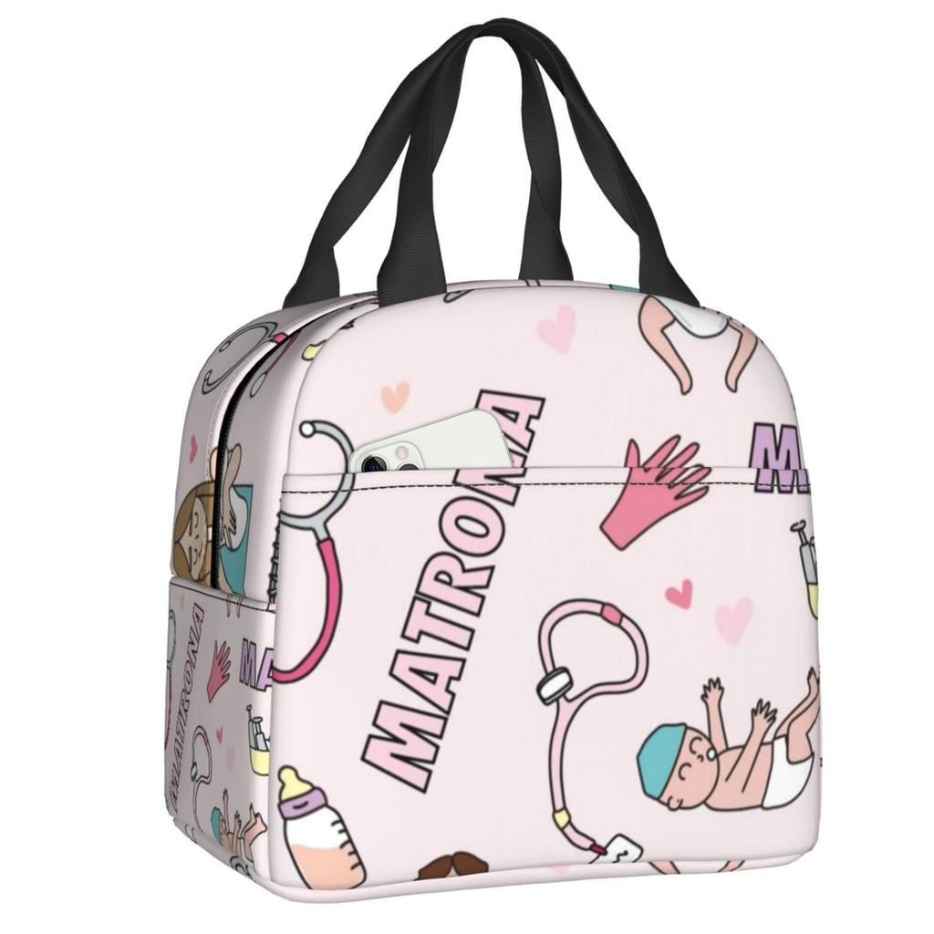 Custom Doctor Nurse Medical Medicine Insulated Lunch Tote Bag for Women Portable Thermal Cooler Food Lunch Box School