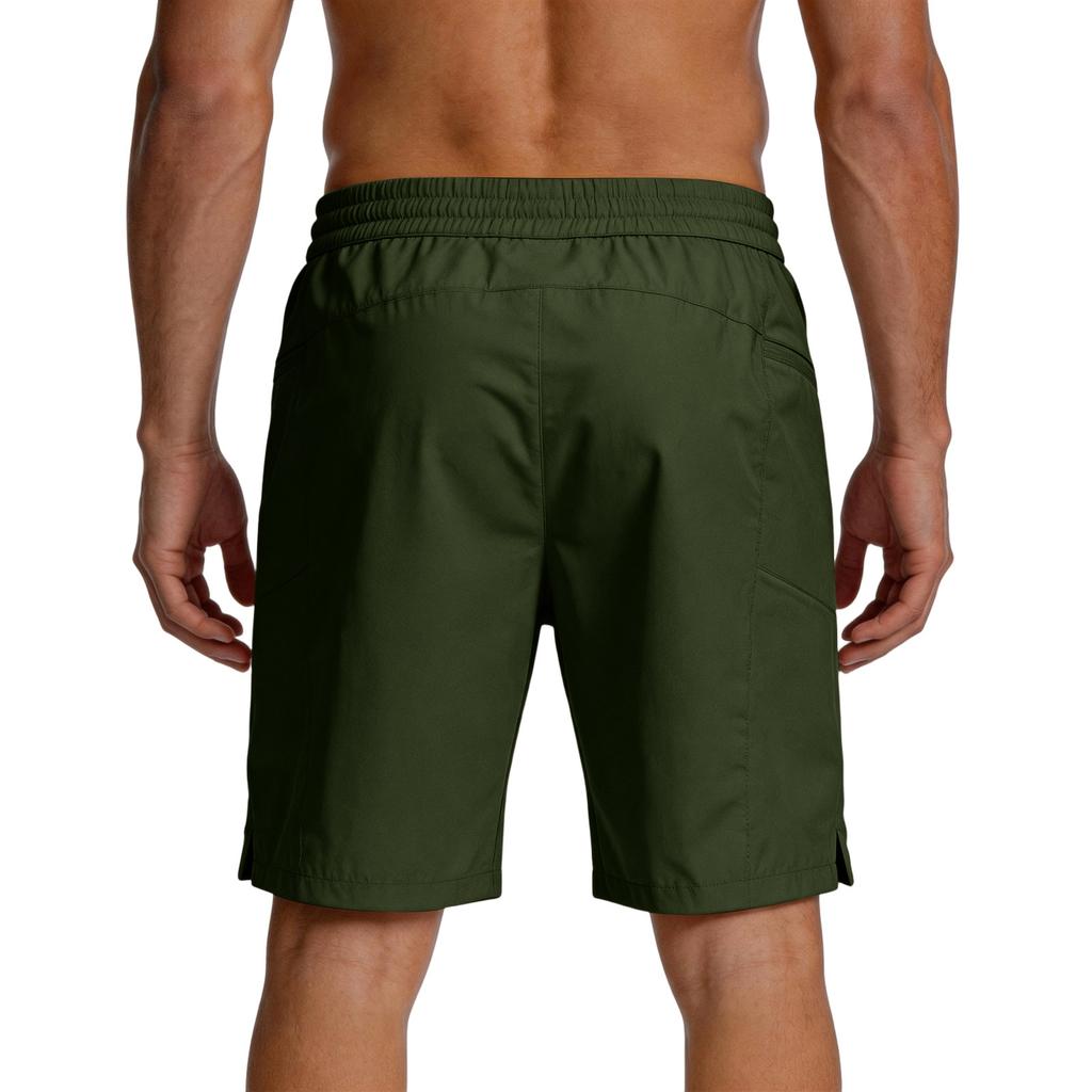 Men's Lightweight Quick Dry Sport Shorts with Zipper Pockets Elastic Waistband Breathable Fabric Casual Five Inch Inseam