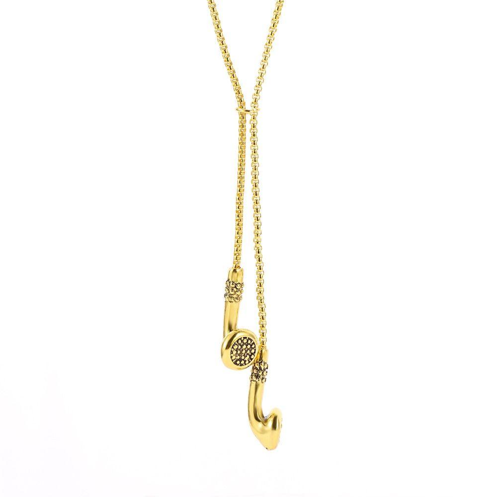 Earbuds Pendant Clothing Accessories Necklace Long Sweater Chain Earphone Pendant Necklace  Jewelry