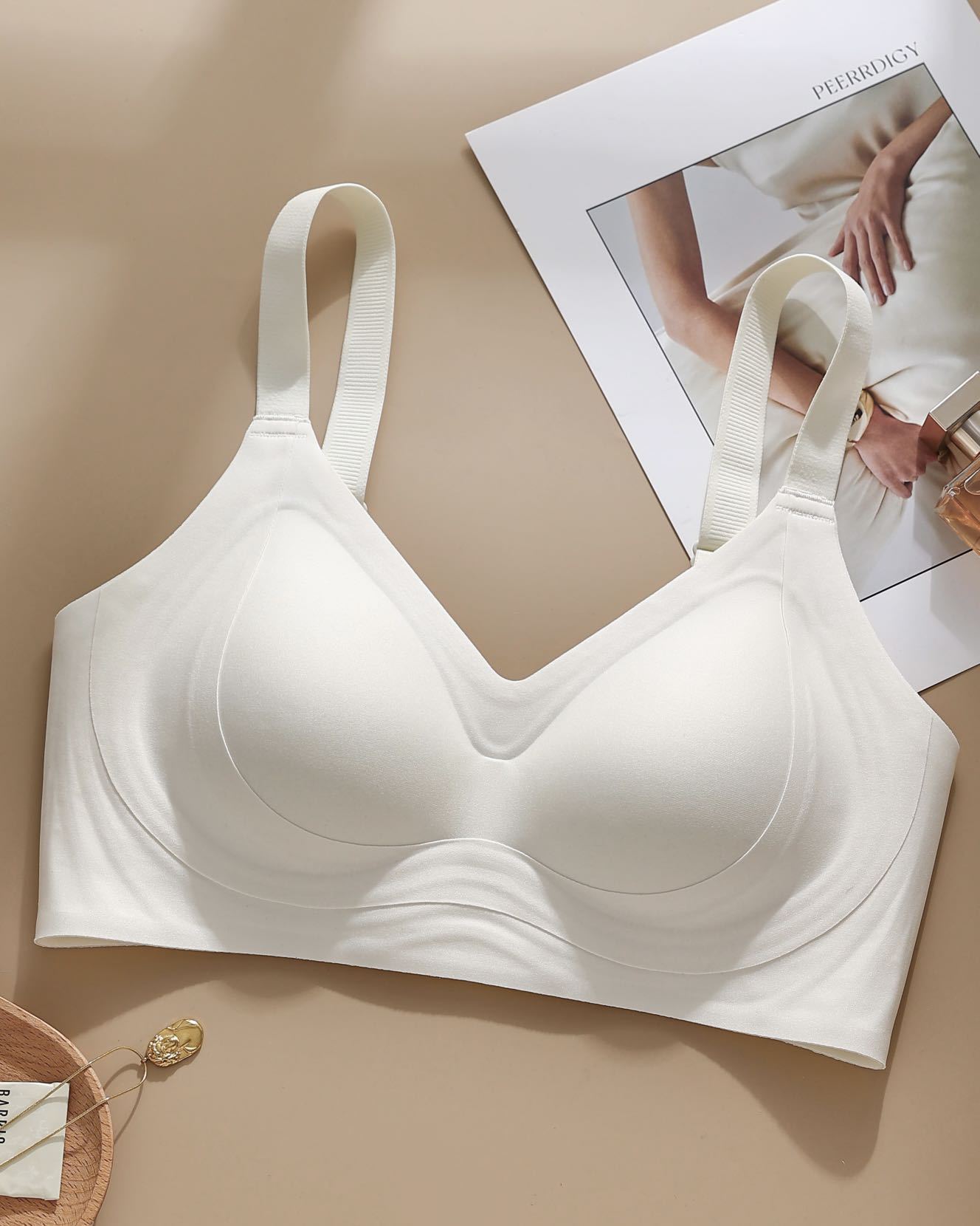 

B #jelly strip, fully fixed cup, underwear lifting, firming, breathable, comfortable, upper support, anti-sagging gathering bra M 34/75