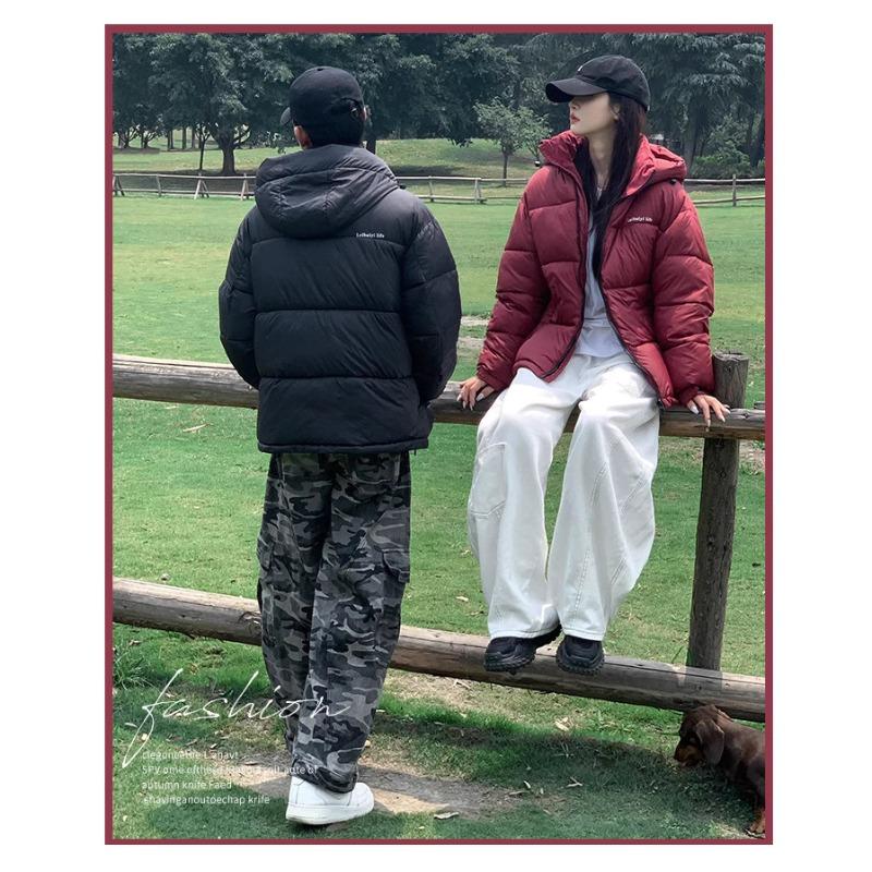 Autumn and winter new fashion down cotton clothes men and women simple casual hooded couple warm mountaineering sports jacket