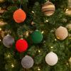 3pcs Flocking Xmas Spheres Pendant 7/10cm Merry Xmas Tree Decor  Kid Gift