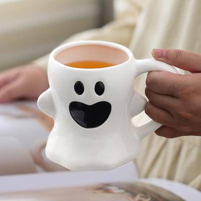 Halloween Keramiktasse Niedliche Geist Kürbis Tasse Wiederverwendbare Gruselige Kaffeetasse mit Deckel Einzigartige Halloween Party Geschenke