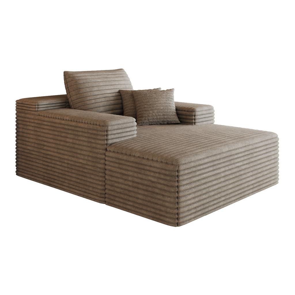 115*159cm, Comfortable Corduroy Sofa, Deep Seat, Boneless Modular, Sponge, No Assembly Required, Compression, Living Room, Bedroom, Camel