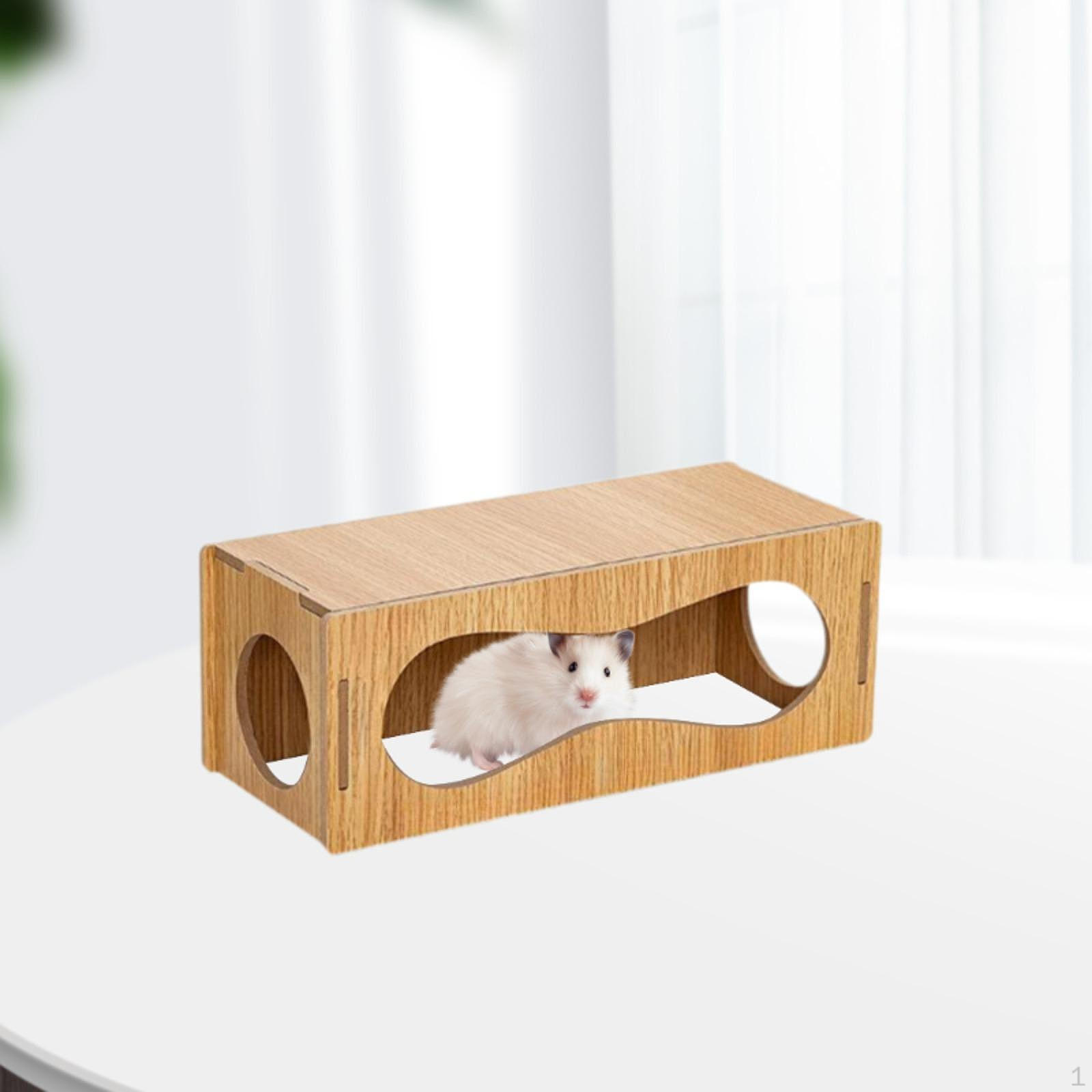 

Туннель для хомяка, забавная жевательная игрушка, питомец, ежик, песчанки, клетка, укрытие и деревянное лазание 27x11x10cm