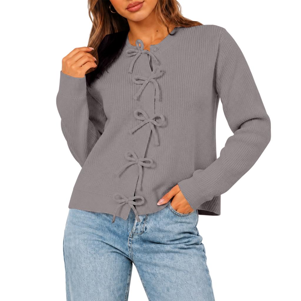 Women's Trendy Color Knit Cardigan with Neck for Casual Everyday Wear