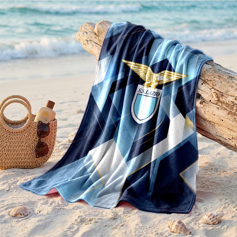 Ręcznik Plażowy z Nadrukiem Lazio FC z Mikrofibry Szybkoschnący Chłonny Duży Ręcznik na Plażę Pływanie Podróże