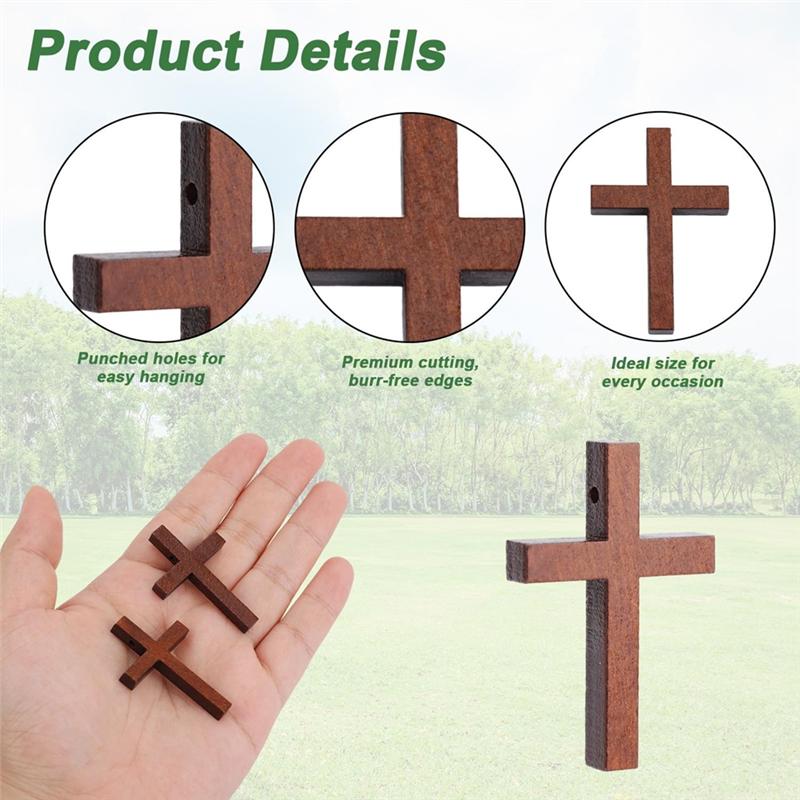 For Pocket Prayers Crafts Small Wooden Cross Mini 100Pcs For Easter Egg Filler Charms For Easter Christian Gift