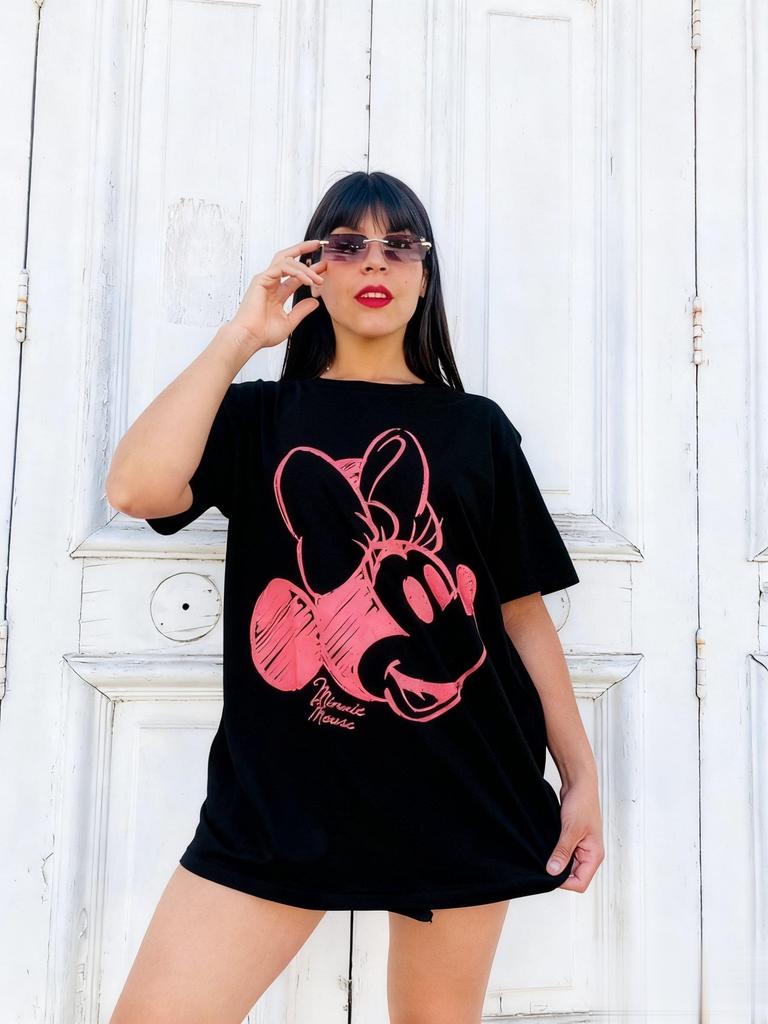 Summer Trendy Disney Minnie Mouse Graphic Tshirt Women Casual Loose Short Sleeve Tee Cotton Tops Streetwear Cartoon Y2k Clothes