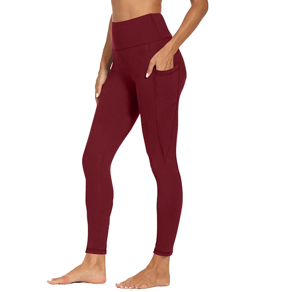 Damen Yogahose Mit Taschen Hoher Bund Fitness Leggings Trainingsstrumpfhose
