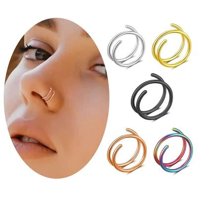 1 Stück Edelstahl Doppel Nasenring Spirale Nasenseptum Piercing Knorpel Hoop Ohrringe Tragus Helix für Frauen Nasenloch Schmuck
