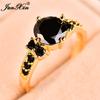 10 Colors Gorgeous Male Female Black Round Ring Crystal Zircon Yellow Gold Color Wedding Rings For Men And Women