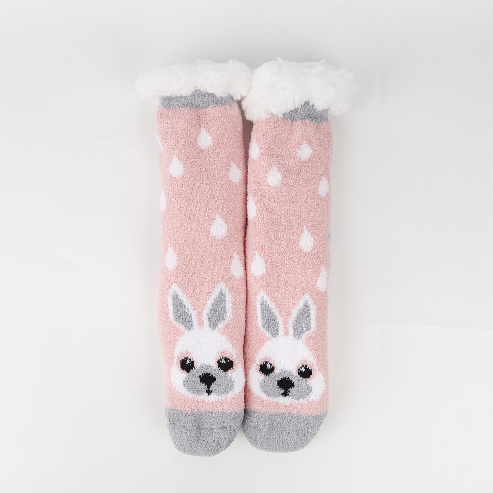 

Женские толстые носки из кораллового флиса для снега, носки для сна из овечьей шерсти, носки-гольфы, рождественские носки в подарок One Size розовый