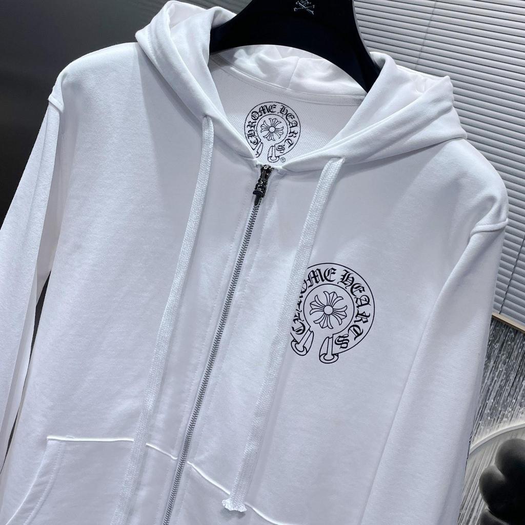 8310 CHROME HEARTS 2025 New Spring and Autumn Plus-size Thin Style Classic Style Logo Zipper Hooded Sweatshirt for Couples