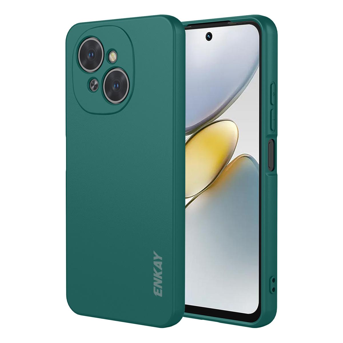 

For TECNO Pop 9 4G/TECNO Spark Go 1 Silicone Case ENKAY HAT PRINCE Straight Edge Cell Phone Back Cover Dark Green