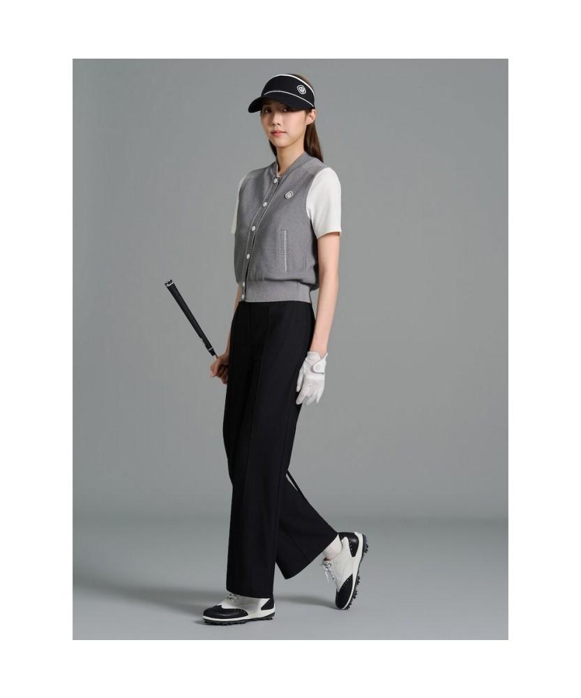 BEANPOLE GOLF Women'S Collar Neck Full Open Knit Vest Grey
