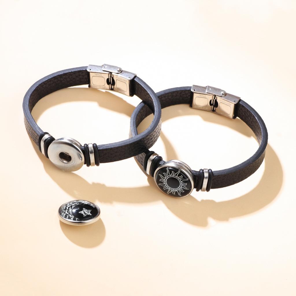 Braccialetti Luminosi Sole Luna per Coppia, Braccialetto in Pelle Luminescente al Buio per Amanti