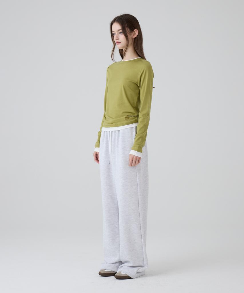 DANGLEDROP Dgdp Square Logo Wide Sweatpants_White Melange