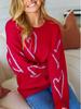 2025 Autumn European & American Celebrity Valentine's Peach Heart Color Block Sweater